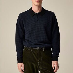 J.Crew Cashmere collared sweater in houndstooth jacquard Medium